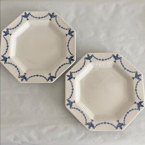Independence ironstone ash lawn lunch luncheon plate blue white octagonal 8”